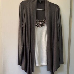 AGB Charcoal Open Front Cardigan